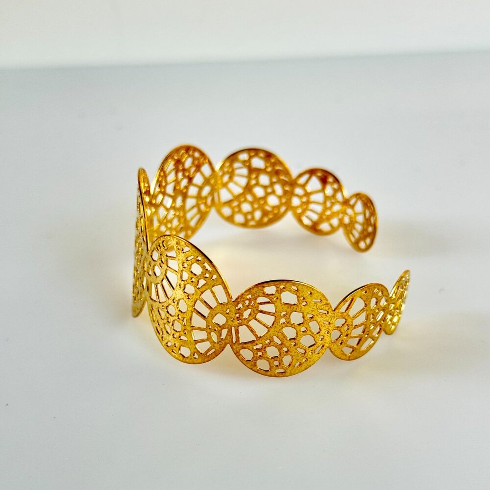 Theo Brand Gold Plated Lace Cuff Bracelet from Belgium 6.5"